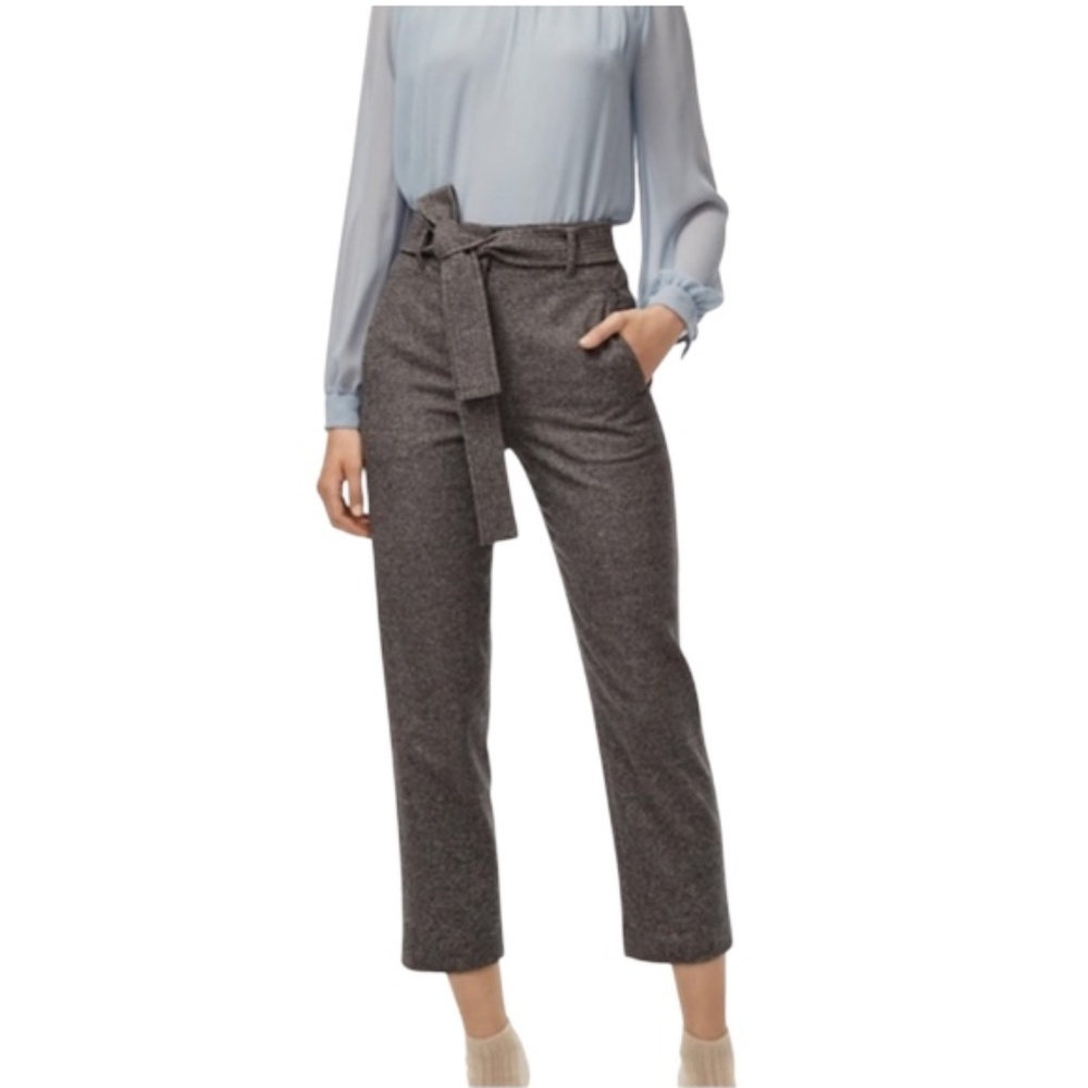 Aritzia Wilfred Jallade wool cashmere blend black grey tweed belted pants 2